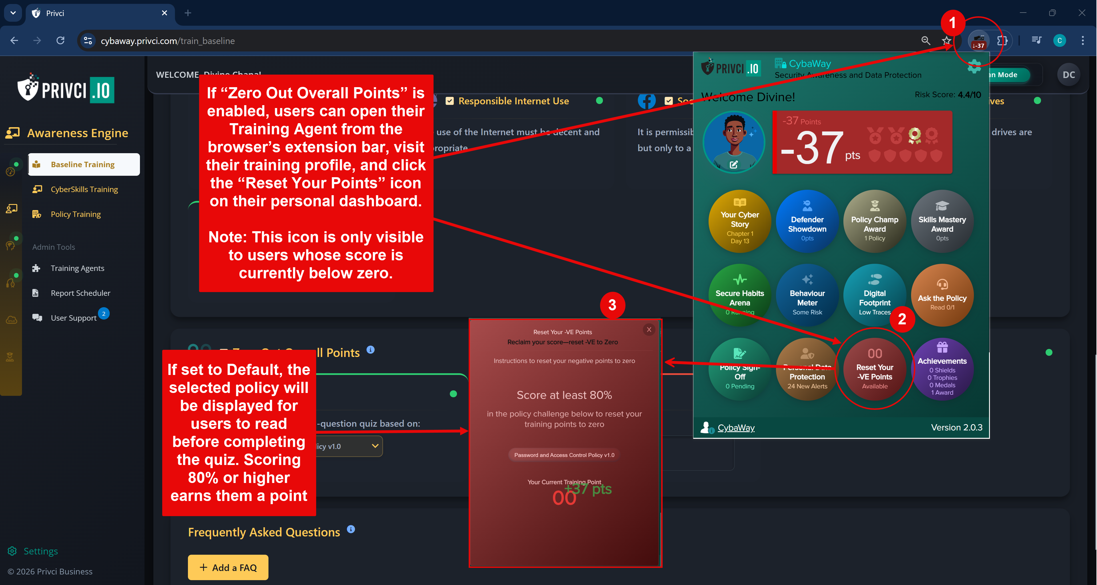 Training Agent Zero Points feature